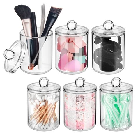 Buy WeGuard 4 Pack Qtip Holder Dispenser Apothecary Jars Bathroom ...