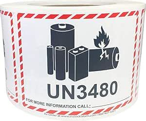 UN3480 Caution Lithium Battery Labels 3.25 x 4.25 Inch 500 Total ...
