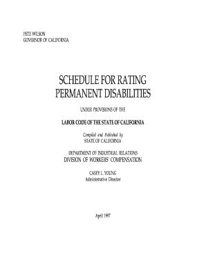 Fillable Online dir ca Schedule for rating permanent disabilities ...