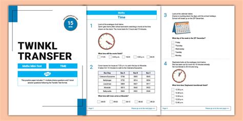 Transfer Mini-Test: Time | Time Questions Transfer Test