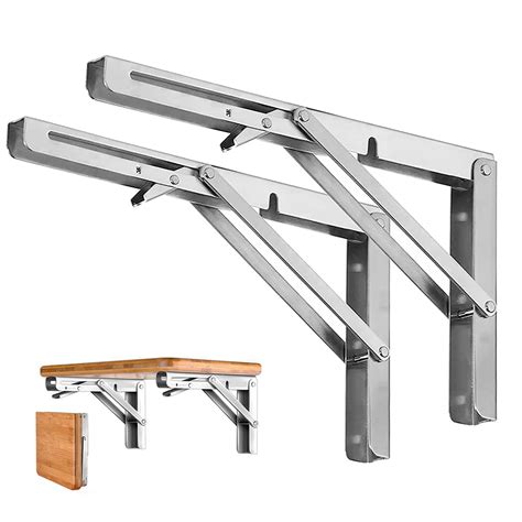 Buy Folding Shelf Brackets - Heavy Duty Stainless Steel Collapsible ...