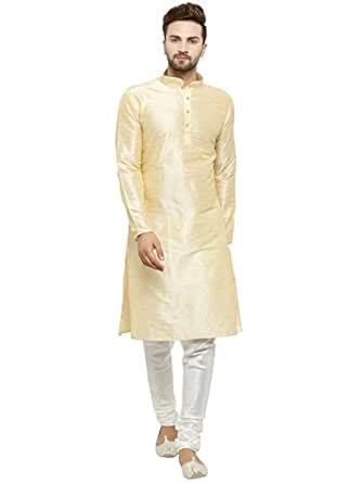 Buy Larwa Men's silk solid Kurta Pyjama Set,Beige Size 36 at Amazon.in
