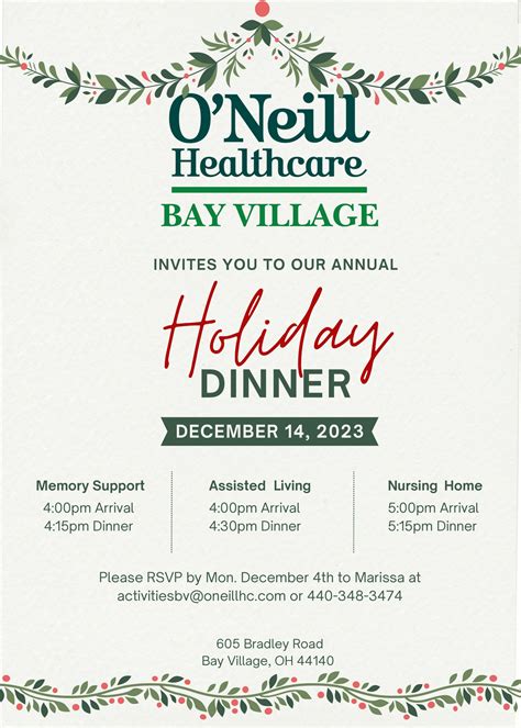 Bay Village Annual Holiday Dinner - O'Neill Healthcare