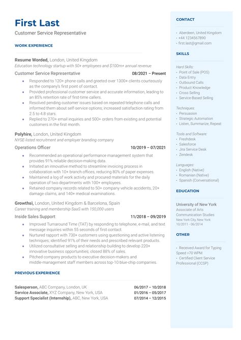 23 Customer Service CV Examples for 2026 | Resume Worded