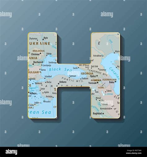 Vector illustration of uppercase letter H with map to use monograms, logos,emblems Stock Vector ...