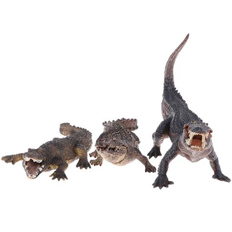 Anbau 3pcs Realistic Crocodile Ornament Animal Figurine Sculpture for ...