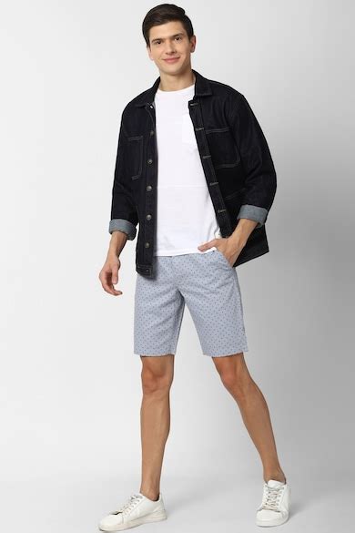 Buy Men Blue Print Casual Shorts Online - 688323 | Peter England