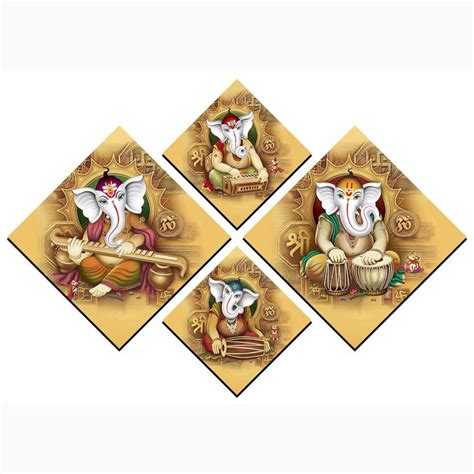 Poster N Frames Medium Set Of 4 Ganesh ji on 7 mm MDF Digital Reprint ...