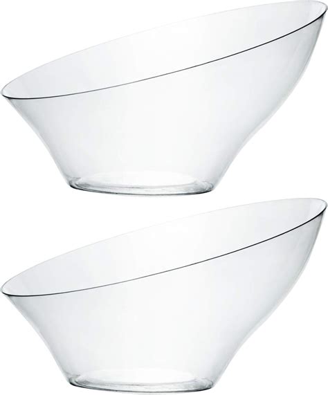 PLASTICPRO Disposable Angled Plastic Bowls, Clear Serving Bowls for ...