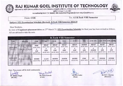 ST-1 Examination Schedule (Revised) B.Tech VIII Semester 2024-25 copy ...