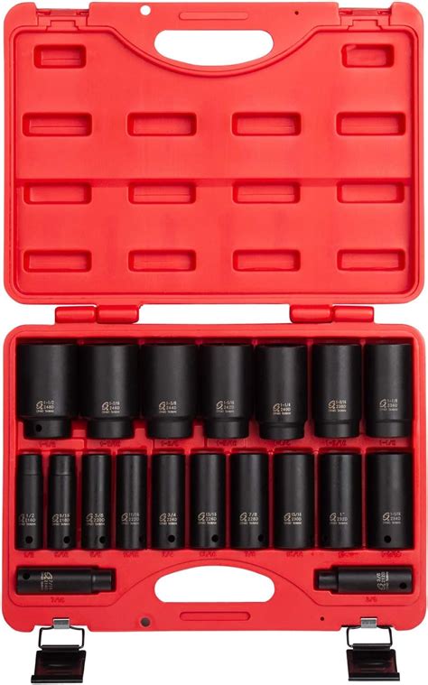 Buy Sunex 2641, 12 Inch Drive Deep Impact Socket Set, 19-Piece, SAE, 38 ...
