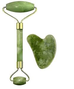 MeeTo Double Sided Stone Face Roller /100% Natural Jade Stone Facial ...