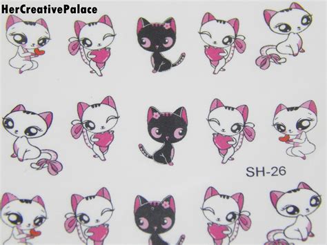 Born Pretty Store Cute Cat Romantic Love Pattern Water Decals: Review, NOTD