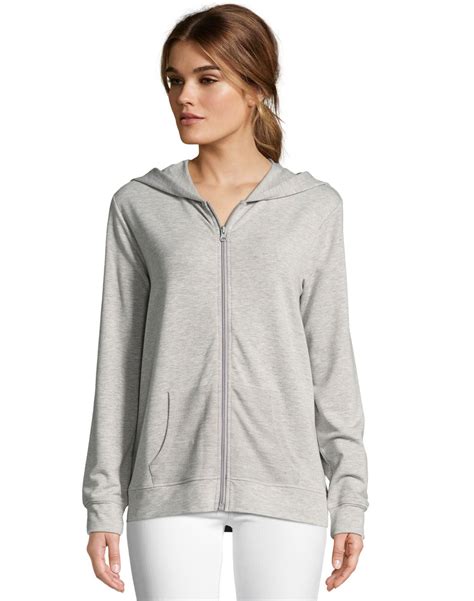 Hanes Womens Heathered French Terry Zip Hoodie, L, Light Heather Grey ...