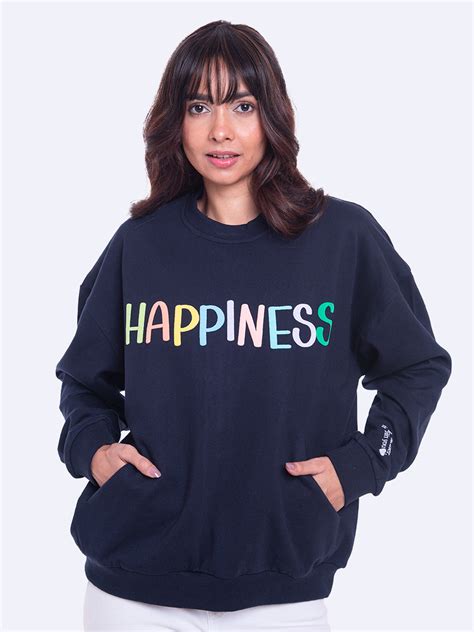 Happiness Navy Sweatshirt – ProjectEzza