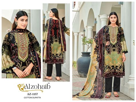 AL ZOHAIB DESIGN NO - 1157 PURE COTTON PRINT SELF WORK PAKISTANI SALWAR ...
