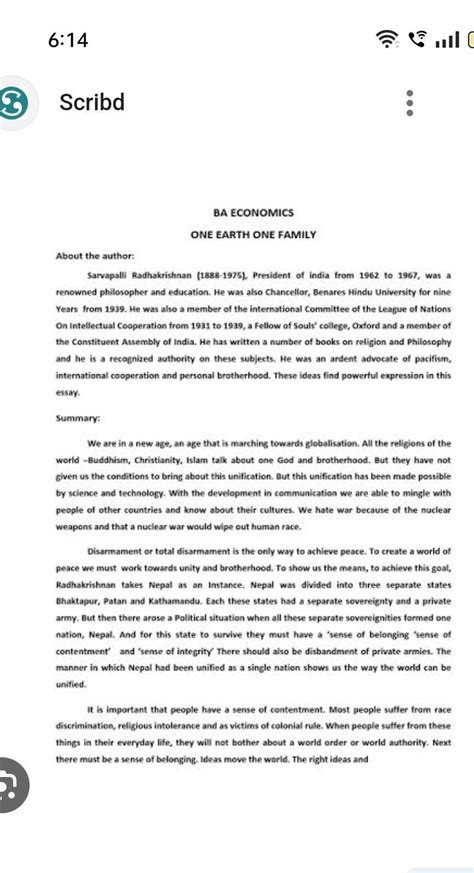 article on earth is one family plzz tell but not copy paste - Brainly.in