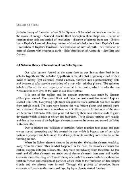 OAS351 Space Science UNIT 5 notes - SOLAR SYSTEM Nebular theory of ...