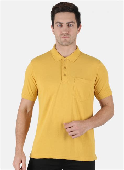 Buy Men Mustard Plain T-Shirt Online in India - Monte Carlo