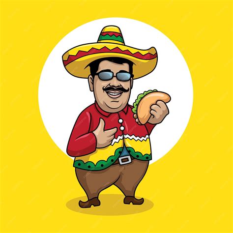 Premium Vector | Cool fat mexican tacos mascot illustration vector design