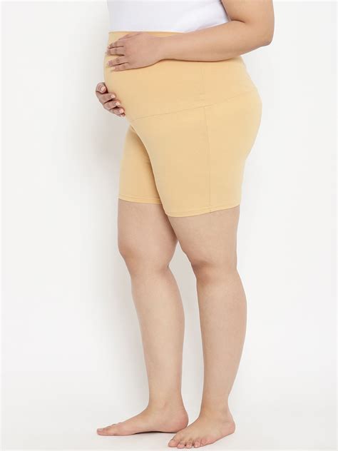 Maternity Plus Size Seamless Over Belly Shorts - Skin