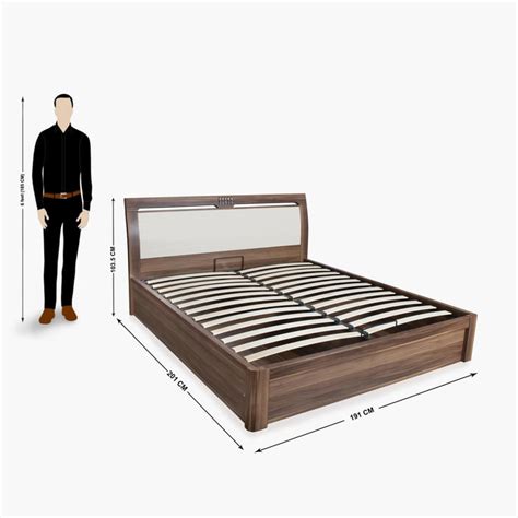 Buy Akron Crystal Brown King Size Bed With Hydraulic Storage from Home ...