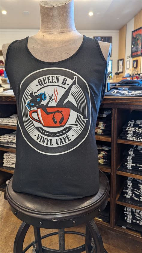 Queen B Vinyl Cafe Logo Womens Flowy Tank Top - Queen B Vinyl Cafe