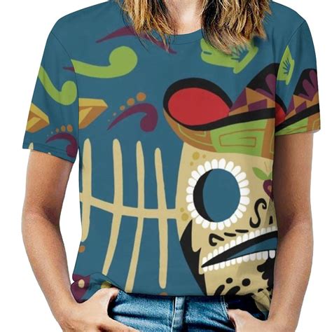 Pescado Muerto Print O-Neck Off-The-Shoulder Top Short-Sleeved T-Shirt ...