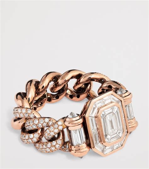 SHAY Rose Gold and Diamond Pavé Link Ring | Harrods IN