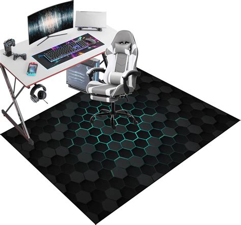KQIEJUY Office Gaming Chair Mat for Hard Floor, 60 x 70 cm, Non-Slip, 4 ...