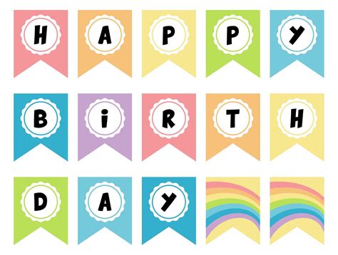 Printable Happy Birthday Rainbow Circle Banner