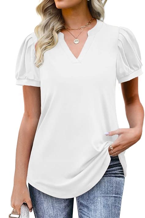 1 x RAW Customer Returns CNFUFEN Ladies V Neck Short Sleeve T Shirts ...