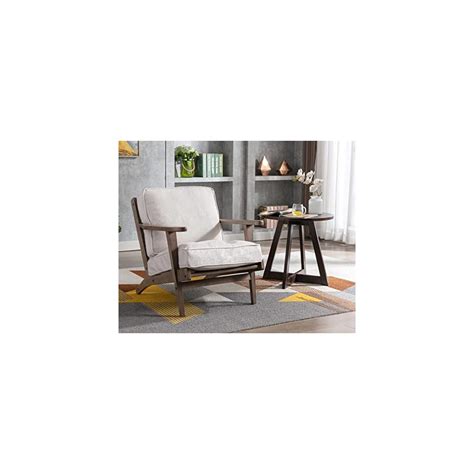 Buy Kmax Mid Century Modern Accent Chair Linen Fabric Reading Chair ...
