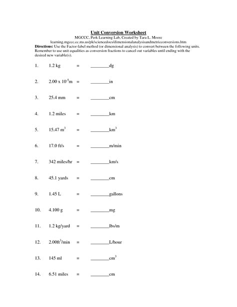 Image result for Metric Unit Conversion Worksheet Answers