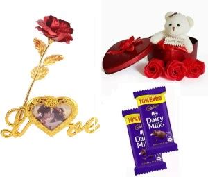 Mahi KRISHNA Valentine Gift Hamper with Red Rose Soft Toy & Chocolate ...