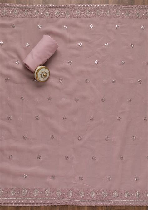 Buy Lavender Sequins Georgette Unstitched Salwar Suit - Koskii