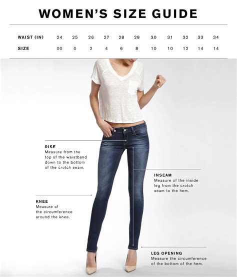 Jean Size Chart Women - Educational Chart Resources