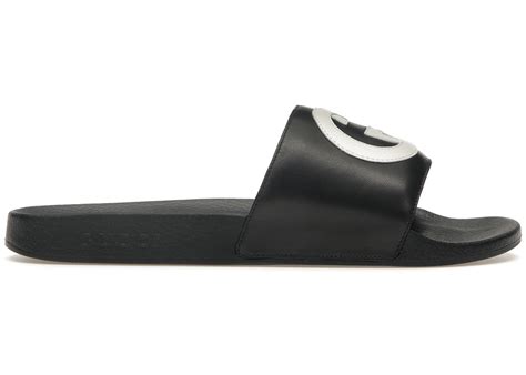 Gucci Slide Interlocking G Leather Black Price in India | Culture Circle