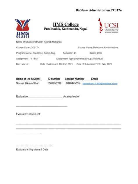 Computer Database Assignment First Page 的图像结果