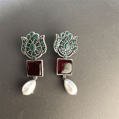 Buy Silver Plated Earrings - Lotus |Twinkklzz|