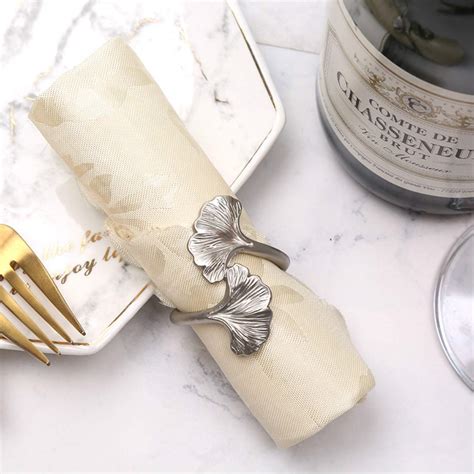 Buy Joyindecor Gingko Leaf Napkin Rings - Set of 6 Metal Fall Leaves ...
