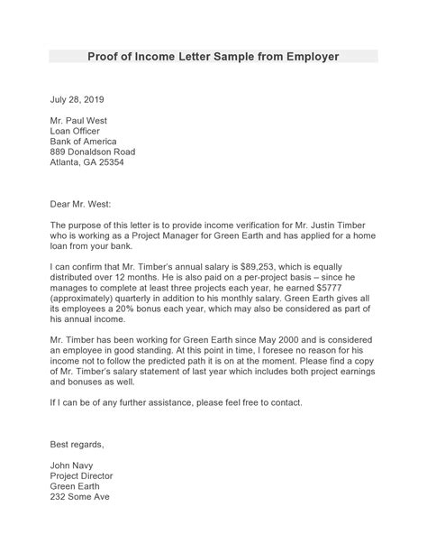 30 Great Proof of Income Letters (Doc, PDF) - TemplateArchive