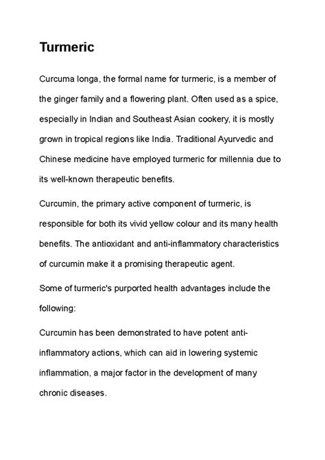 Turmeric - Notes - Turmeric Curcuma longa, the formal name for turmeric ...