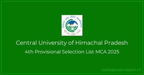 Central University of Himachal Pradesh: 4th Provisional Selection List ...