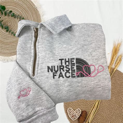Nurse Quarter Zip Sweatshirt, Embroidered The Nurse Face Quarter Zip ...