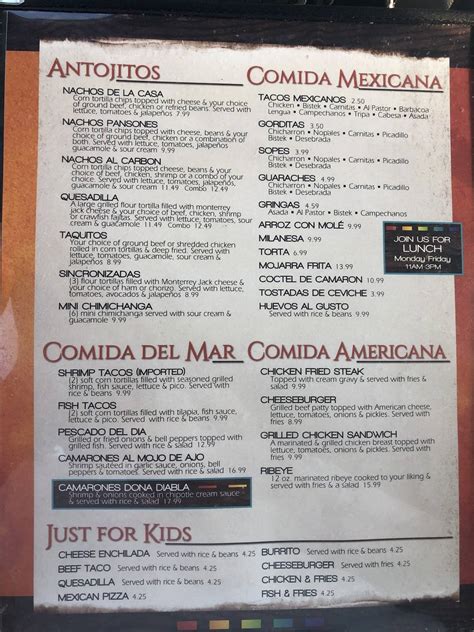 Menu at Taqueria San Miguel - Benton Rd restaurant, Bossier City