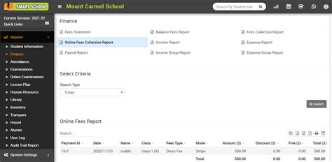 How to check Online Fees Collection Report? - Smart School : School ...