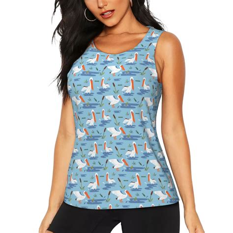 Fuzoiu Pelican Reed And Fish Print Women's Workout Tank Top,Athletic ...