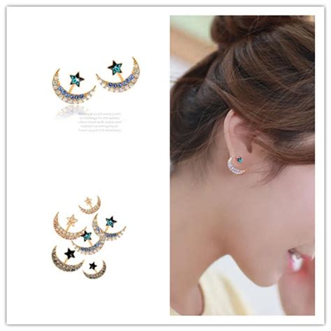 Classic Moon Rhinestone Ear Jacket Stud Earrings – Neshe Fashion Jewelry