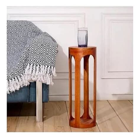 Wooden Round Shaped Drink Table Cup Stand for Living Room Bed Room ...